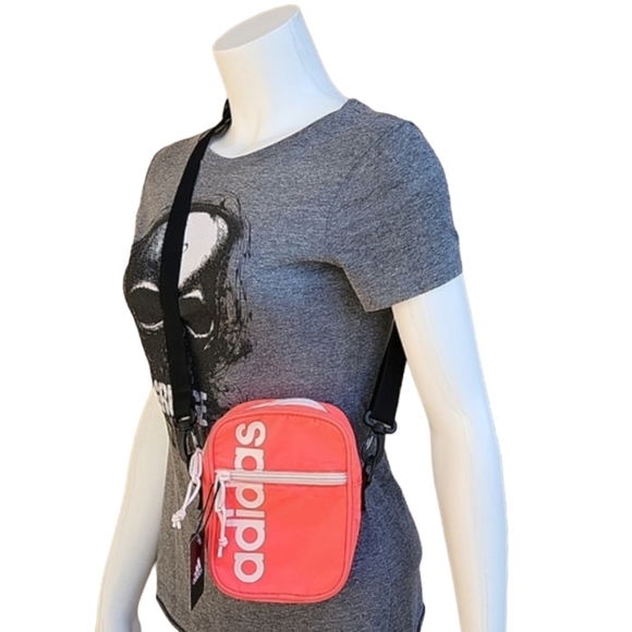 adidas Core Festival Mini Crossbody Bag Travel Running RARE Neon Pink Signal - Picture 2 of 16
